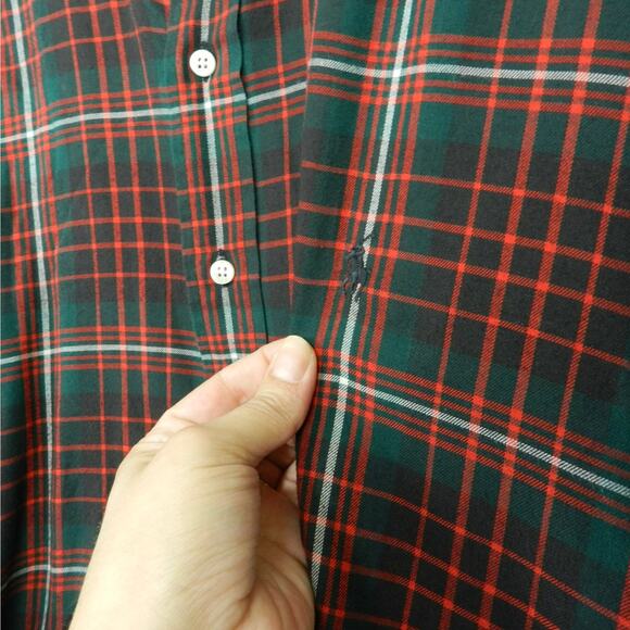 Ralph Lauren‎ Blaire Plaid Button Down Shirt Size XXL Green Red Black Pony 2XL - Picture 4 of 8